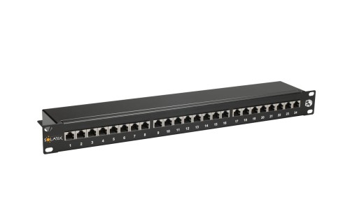 Patch Panel Solarix 24 x RJ45 CAT5E STP czarny 1U SX24-5E-STP-BK