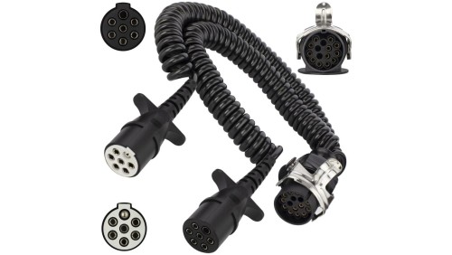 Spiralny adapter kablowy QLY-s do naczepy 24V wtyk 15-pin / 2 zalewane wtyki 7-pin typu N+S 4m