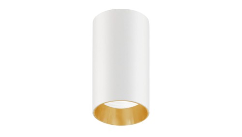 Oprawa natynkowa / tuba Maclean, punktowa, okrągła, aluminiowa, GU10, 55x100mm, kolor biały/złoty, MCE458 W/G