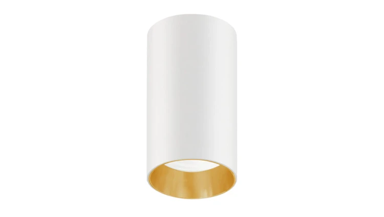 Oprawa natynkowa / tuba Maclean, punktowa, okrągła, aluminiowa, GU10, 55x100mm, kolor biały/złoty, MCE458 W/G