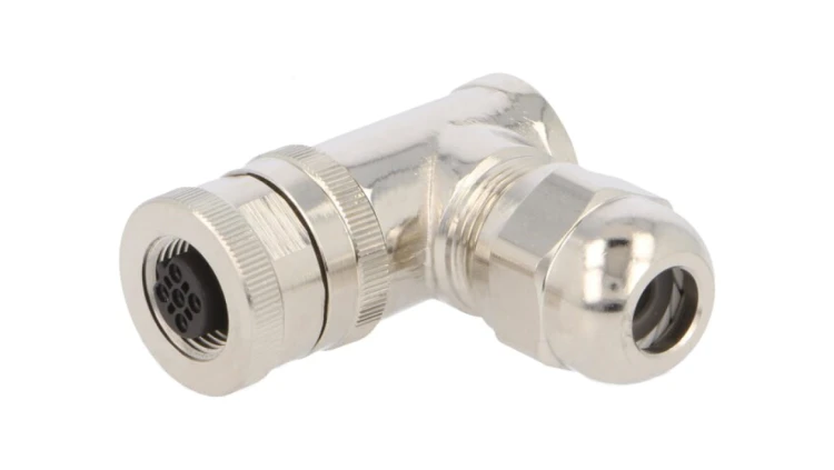 Złącze okrągłe M12 żeńskie kątowe ekranowane 5pin 60V PG7 T4112411051-000