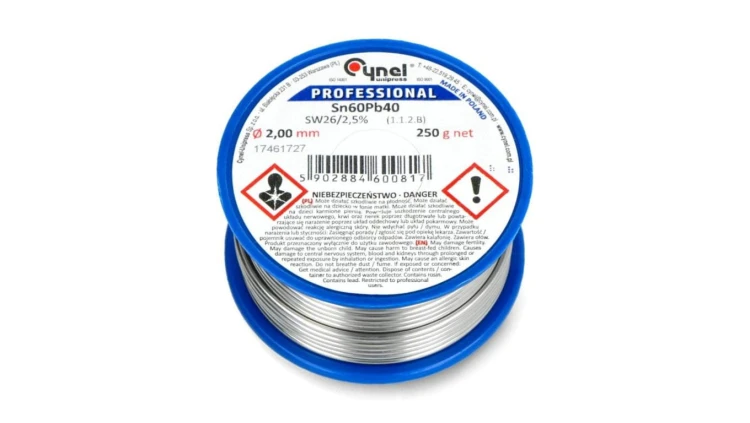 CYNEL UNIPRESS Cyna 2,00mm 250g Sn60Pb40 SW26/3/2.5 spoiwo lutownicze PROFESSIONAL