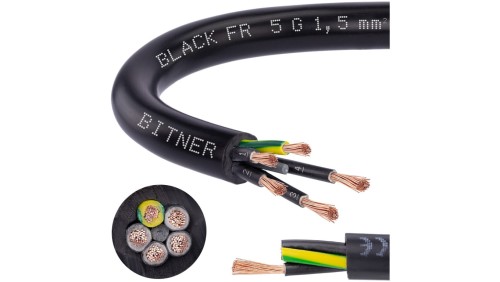 Przewód sterowniczy prądowy BiT 500 Black FR 300/500V 5x1,5 linka do ziemi Bitner /100m/