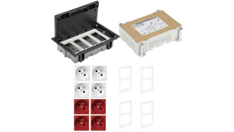 KONTAKT SIMON FLOOR BOX puszka podłogowa 4x gniazdo pojedyncze z/u + 4x gniazdo DATA + kaseta do wylewki
