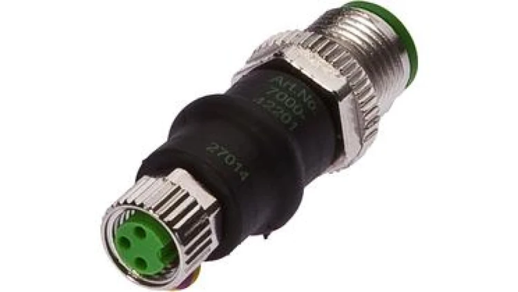 Złącze M8 proste żeńskie 3pin M12 proste męskie 3pin 24V -25-85 stC IP67 VK000036