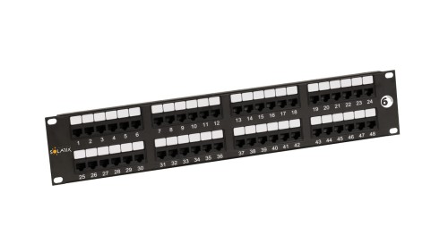 Patch panel Solarix 48 x RJ45 CAT6 UTP 350 MHz czarny 2U SX48-6-UTP-BK