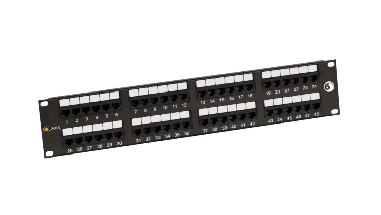 Patch panel Solarix 48 x RJ45 CAT6 UTP 350 MHz czarny 2U SX48-6-UTP-BK
