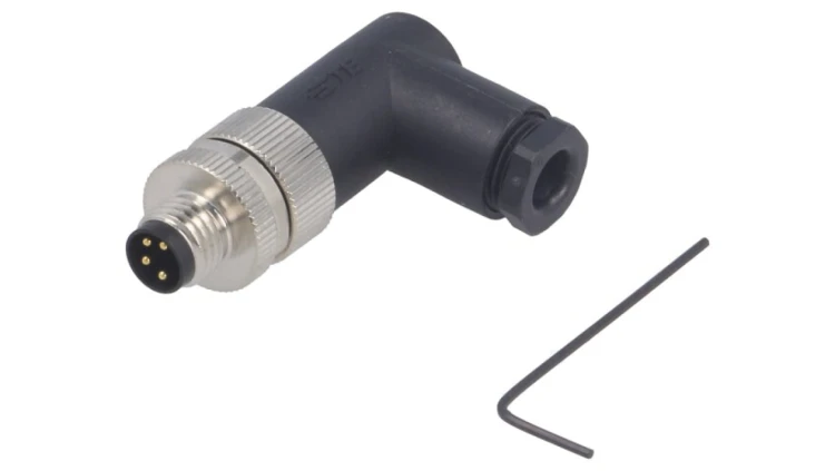 Złącze okrągłe M8 męskie kątowe nieekranowane na zacisk 4pin 30V T4013008041-000