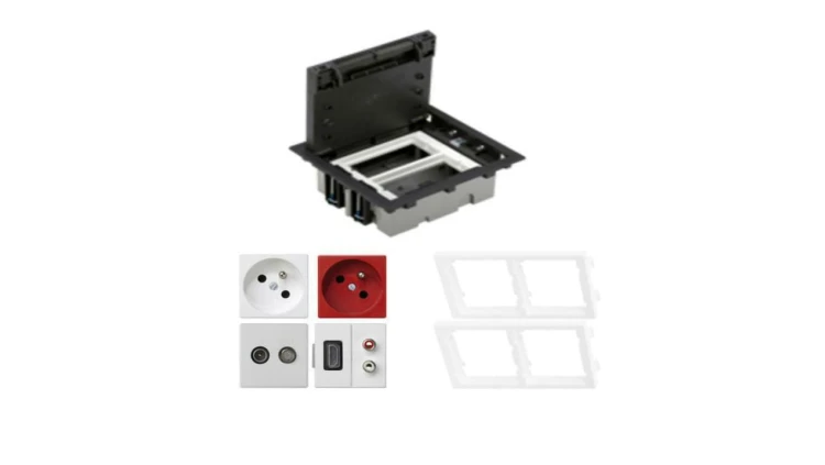 KONTAKT SIMON FLOOR BOX puszka podłogowa 1x gniazdo z/u + 1xDATA + 1x gniazdo RTV-SAT + 1x HDMI + 1 x głośnikowe do podłóg techn