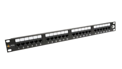 Patch Panel Solarix 24 x RJ45 CAT6 UTP 350 MHz czarny 1U SX24-6-UTP-BK