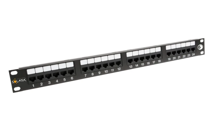 Patch Panel Solarix 24 x RJ45 CAT6 UTP 350 MHz czarny 1U SX24-6-UTP-BK