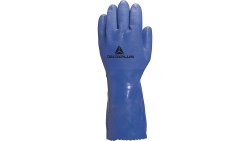 Rękawice z PVC na wkładzie z dżerseju odporne na węglowodory dł. 30 cm kolor niebieski rozmiar 8 MAIN VE780BL08