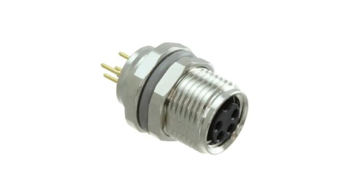 Złącze okrągłe M8 żeńskie proste montaż THT 4pin 30V T4041017041-000