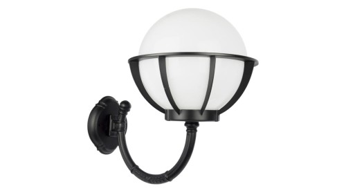 Kinkiet zewnętrzny Kule z koszykiem 250 K 3012/1/KPO 250 OP, E27 max 60W, kolor czarny, klosz biały 0438621