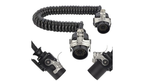 Przewód spiralny QLY-s kabel do naczepy zakończony wtykami 7-pin do systemu EBS / ABS 24V 4m