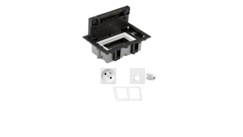 KONTAKT SIMON FLOOR BOX puszka podłogowa 1x gniazdo pojedyncze z/u + 1x gniazdo RJ45 kat.6 nieekranowane do podłóg technicznych