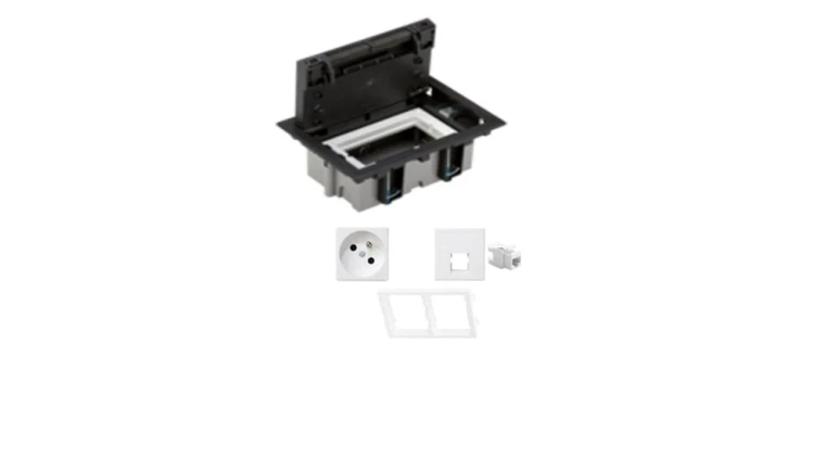 KONTAKT SIMON FLOOR BOX puszka podłogowa 1x gniazdo pojedyncze z/u + 1x gniazdo RJ45 kat.6 nieekranowane do podłóg technicznych