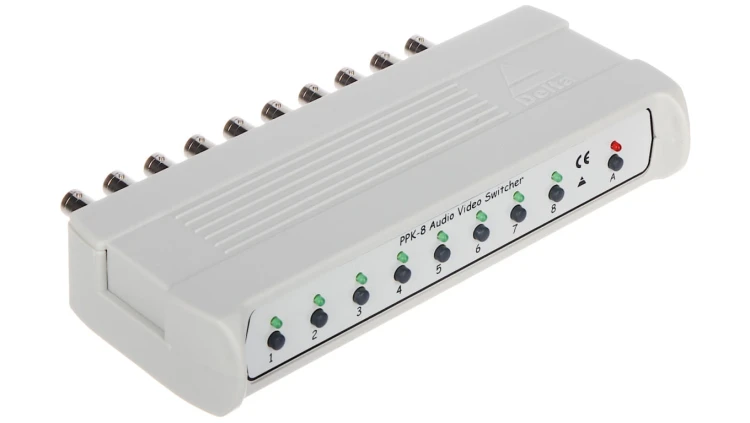 Przełącznik kamer CCTV i audio 8-we BNC + 8-we audio/ 1-wy BNC + 2 wy-audio AHD, HD-CVI, HD-TVI PPK-8