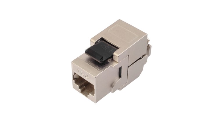 10G keystone Solarix CAT6A STP RJ45 czarny samozaciskowy SXKJ-10G-STP-BK-SA