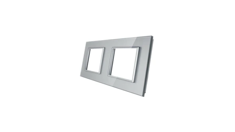 Livolo PODWÓJNA SREBRNA METALIZOWANA RAMKA SZKLANA 150 x 80mm GPF-2-64