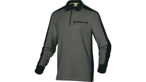 Polo mach spirit z długimi rękawami z siatki bawełnianej (100) 210 g/m? kolor szaro-czarny rozmiar 3XL CORP M5POLGR3X