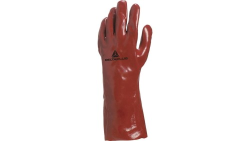 Rękawice z PVC na wkładzie z dżerseju całkowicie powlekane dł. 35 cm kolor czerwony rozmiar 10 MAIN PVC733510