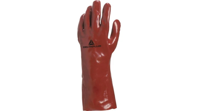 Rękawice z PVC na wkładzie z dżerseju całkowicie powlekane dł. 35 cm kolor czerwony rozmiar 10 MAIN PVC733510