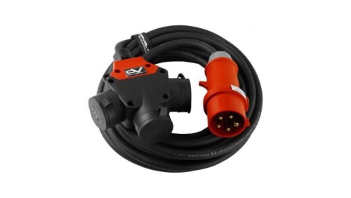 Przedłużacz trójdrożny siłowy 16A/5P na 3x230V Schuko 50m Doktorvolt 9306