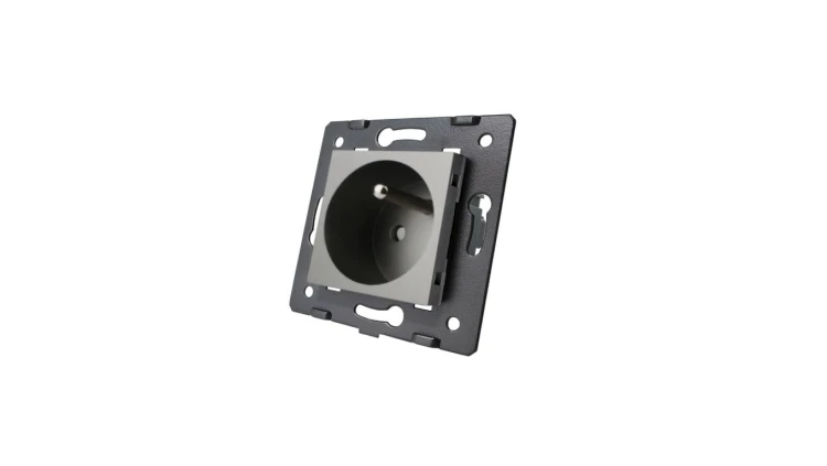 Livolo SREBRNY WKŁAD GNIAZDA ELEKTRYCZNEGO 16A FRENCH (BOLEC)