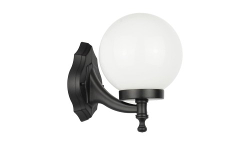Kinkiet zewnętrzny Kule Classic K 3012/1/K 200 OP, E27 max 60W, kolor czarny, klosz biały 0438621