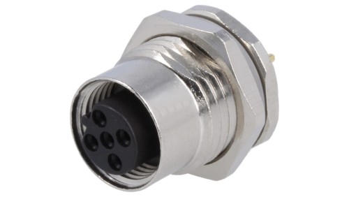 Złącze okrągłe M12 żeńskie proste montaż THT 5pin 60V T4141412051-000
