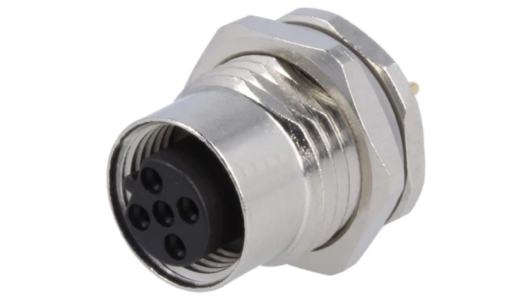 Złącze okrągłe M12 żeńskie proste montaż THT 5pin 60V T4141412051-000