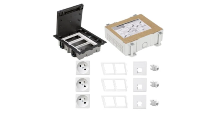 KONTAKT SIMON FLOOR BOX puszka podłogowa 3x gniazdo pojedyncze z/u + 3x gniazdo RJ45 kat.6 nieekranowane + kaseta do wylewki