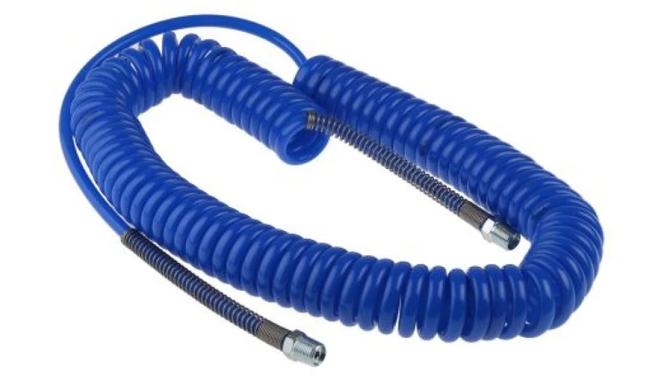Przewód pneumatyczny spiralny 6m Niebieski, PUR, BSPT 1/4i148 męskie RS PRO
