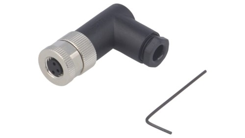 Złącze okrągłe M8 żeńskie kątowe nieekranowane na zacisk 3pin 60V T4012008031-000