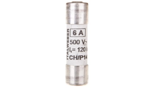 Wkładka bezpiecznikowa cylindryczna 14x51mm 6A gG 500V CH14P /z wybijakiem/ 006711016