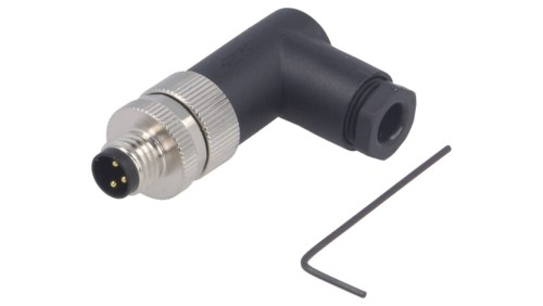 Złącze okrągłe M8 męskie kątowe nieekranowane na zacisk 3pin 60V T4013008031-000