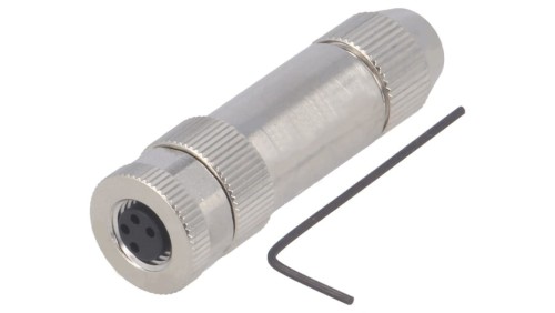 Złącze okrągłe M8 żeńskie proste ekranowane na zacisk 4pin 30V T4010019041-000