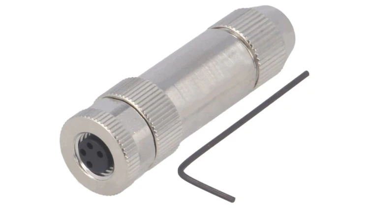 Złącze okrągłe M8 żeńskie proste ekranowane na zacisk 4pin 30V T4010019041-000