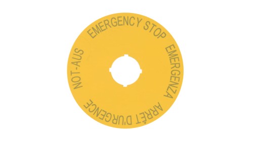 Tabliczka opisowa żółta okrągła fi90 EMERGENCY STOP M22-XAK1 216465