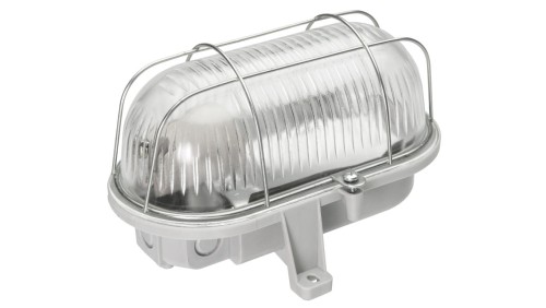 Oprawa kanałowa OVAL-7063T, E27, 100W, biała-polipropylen, klosz przeźroczysty-szkło, IP44, siatka metalowa A1210