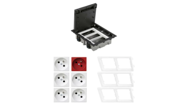 KONTAKT SIMON FLOOR BOX puszka podłogowa 5x gniazdo pojedyncze z/u + 1x gniazdo DATA do podłóg technicznych ( podniesionych )
