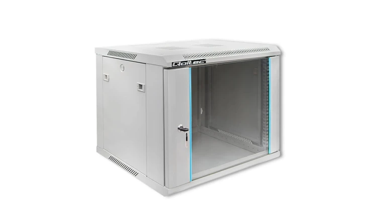 Qoltec Szafa RACK 19 9U 600 x 500 x 600 Hartowane drzwi Wisząca Stalowa obudowa Zamek Szara