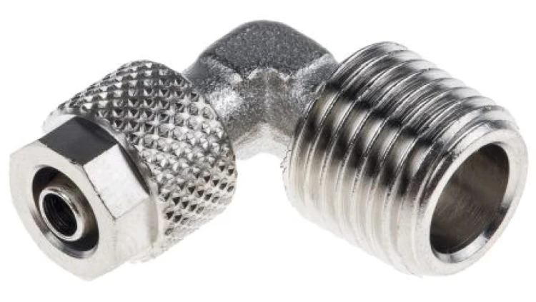 Złącze kątowe gwint R 1/4 męskie, Wciskane 6 mm RS PRO