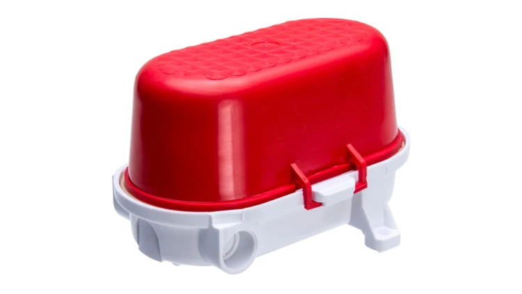 Oprawa kanałowa OVAL-7040B/K, E27, 40W, biała-bakelit, klosz czerwony-polipropylen, IP54, oprawa sygnalizacyjna A1170-P2