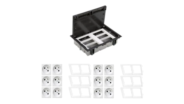 KONTAKT SIMON FLOOR BOX puszka podłogowa 12x gniazdo pojedyncze z/u do podłóg technicznych ( podniesionych )