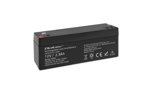 Qoltec Akumulator AGM 12V 2.3Ah Bezobsługowy Wydajny LongLife do UPS, wagi, kasy