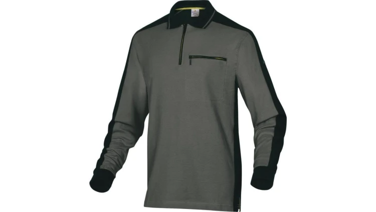 Polo mach spirit z długimi rękawami z siatki bawełnianej (100) 210 g/m? kolor szaro-czarny rozmiar S CORP M5POLGRPT