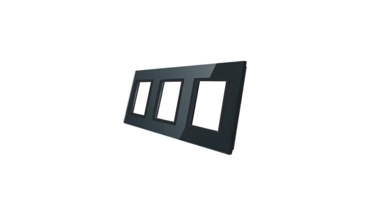 Livolo POTRÓJNA CZARNA RAMKA SZKLANA 222 x 80mm Livolo-GPF-3-62