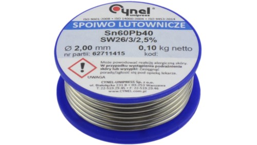 CYNEL UNIPRESS Cyna 2,00mm 100g Sn60Pb40 SW26/3/2.5 spoiwo lutownicze PROFESSIONAL
